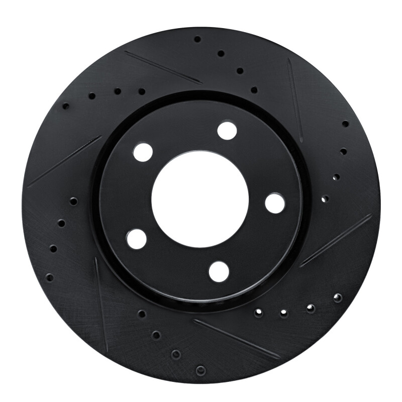 Chrysler Town & Country Brake Rotor (1) - Front Right - R1 Concepts - Drilled & Slotted - Black - `01-`07